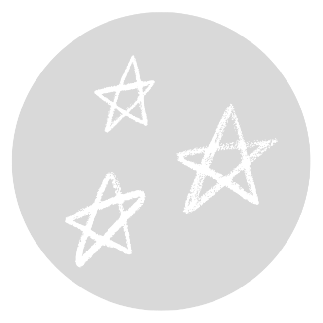 Three white stars on a gray circle with a white background