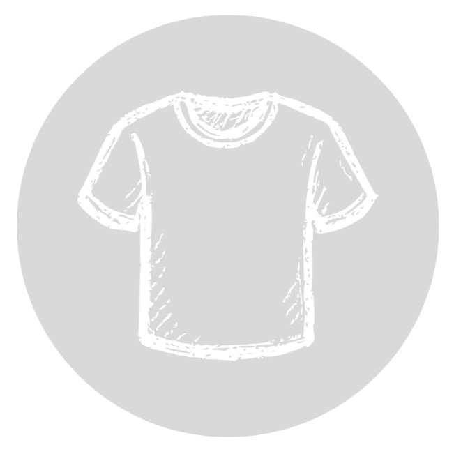 White outline of a t-shirt on a gray circle
